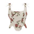 thumbnail image 2 of QSAWXQZ Women's Corset Top Tie Strap Sleeveless Square Neck Floral Boned Waist Shaper L, 2 of 9