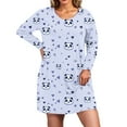 thumbnail image 2 of Fazvaoo Women's Nightgowns Long Sleeve Long Nightgowns Spring Summer Loose Cute Animal Print Print Pajama(Purple,Size XL-5XL), 2 of 6