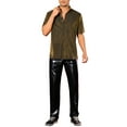thumbnail image 2 of INSPIRE CHIC Glitter Sheer Shirt for Men's Shiny Mesh Short Sleeve Top Party Metallic Shirts S Golden, 2 of 5