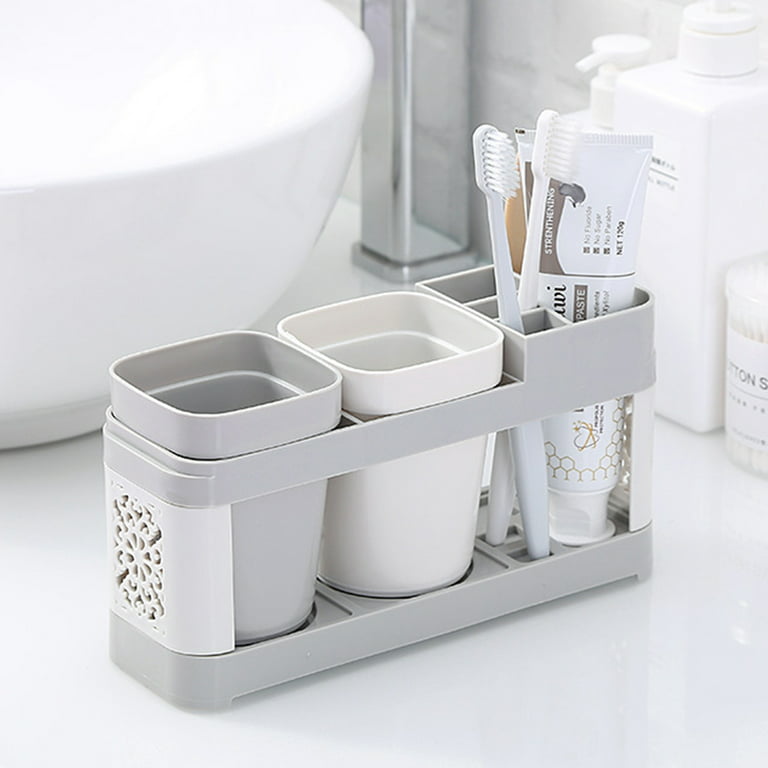 Home Toiletry Toothbrush Organizer Stick-on Toothbrush Holder Toothpaste Storage  Rack Toilet Bathroom Shelf 6 Holes Holder For Small Business  Owners/shops/retailers - Temu