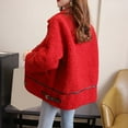 thumbnail image 2 of Njagoc3 Womens Winter Baggy Lapel Top Plus-Size Plush Cardigan Coat Long Sleeve Casual Jacket, 2 of 6