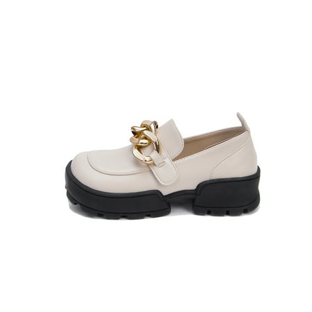

Girls Loafers Soft-soled Non-slip Shoes With Metal Chain Decor
