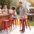 thumbnail image 5 of Vyrox 24 Inches Metal Bar Stools Set of 4, Stackable Backless Kitchen Island Stools with X-Brace Support, Indoor-Outdoor Use, Red, 5 of 7