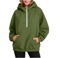 thumbnail image 3 of Otvok Women Relaxed Sweatshirts Hoodie, Quarter‑Zip Drawstring‑Hood Long‑Sleeve Everyday Pullover, 3 of 7