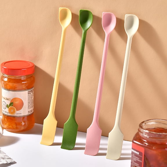Queroig Double-Ended Silicone Spatula Thin Jar Scraper Small Makeup Scrapers Mini Food-Grade Scraper & Spreader for Jams Baking Cooking