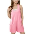 thumbnail image 2 of Summer Rompers for Girls 4-15Y Jumpsuit Shorts Casual Loose Children Kids Summer Sleeveless Athletic Gym Yoga Workout Overalls Onesis with Pockets, 2 of 8