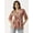 Peach, variant on DressBerry Women’s Printed Rayon Crepe Top V Neck Elbow Sleeves Buttoned Front Waist Length Regular Wear Light Weighted Casual Summer Top
