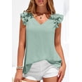 thumbnail image 4 of PRETTYGARDEN Womens Blouses Dressy Casual Summer V Neck Ruffle Cap Sleeve Business Work Tops Spring Teacher Shirts, 4 of 10
