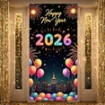 thumbnail image 3 of Neon Theme Happy New Year Banner Fireworks Design 2026 Background Colorful Balloons Golden Stars New Year Celebration Backdrop for New Year Party Family Gathering Photo Backdrop, 3 of 9
