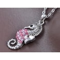 thumbnail image 3 of Alilang Tiny Silvery Tone Rose Fuchsia Pink Rhinestone Crystal Sea Horse Pendant Necklace, 3 of 5
