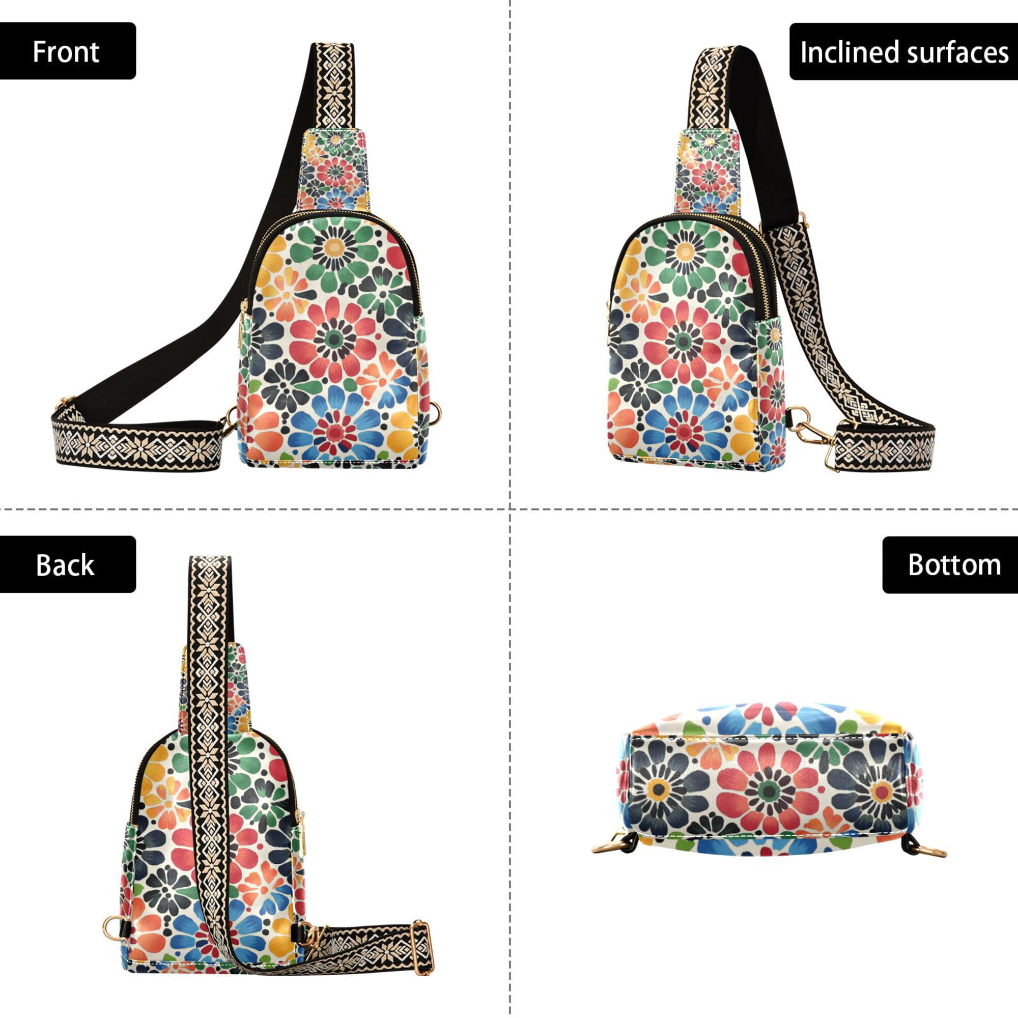 FORMRS Womens Crossbody Sling Bag Travel Daypack Shoulder Chest Backpack, Dark Floral