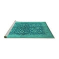 thumbnail image 2 of Ahgly Company Machine Washable Indoor Rectangle Oriental Turquoise Blue Industrial Area Rugs, 5' x 8', 2 of 4