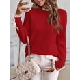 thumbnail image 6 of Female Fall Sweaters Lace Peplum Mock Neck Cozy Sweater Pullover Red S, 6 of 9