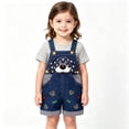 thumbnail image 2 of FSYBOA Girls Denim Overalls, Adjustable Shoulder Straps Above the Knee Casual Vacation Kids Jeans Jumpsuit Blue Size 2-3T, 2 of 6
