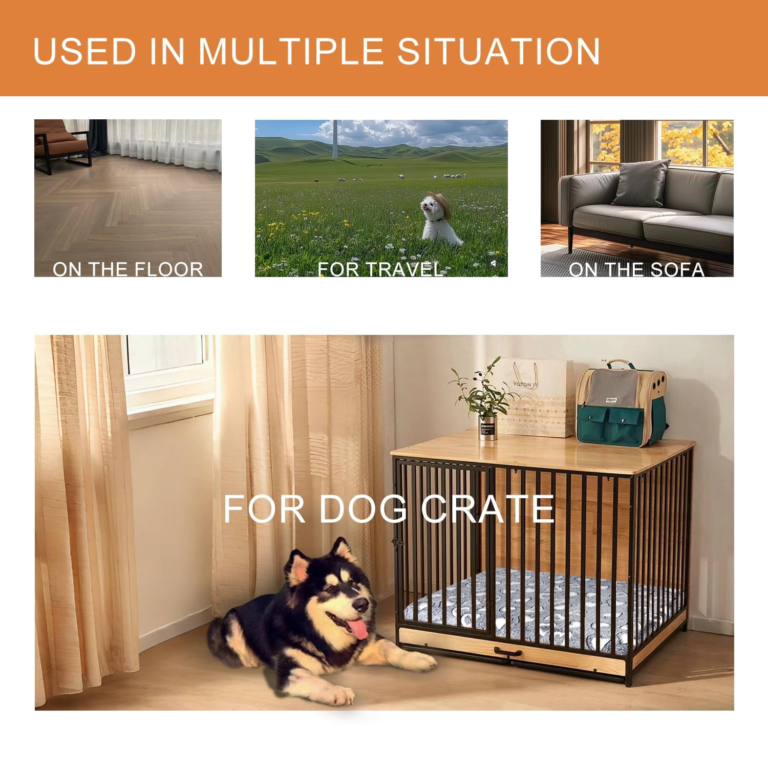 Reversible Cool And Warm Dog Bed Mat For Crates - Stylish Pad With Waterproof Inner Linings Removable Machine Washable Cover  Firm Support Small To Xx-large Dogs Grey