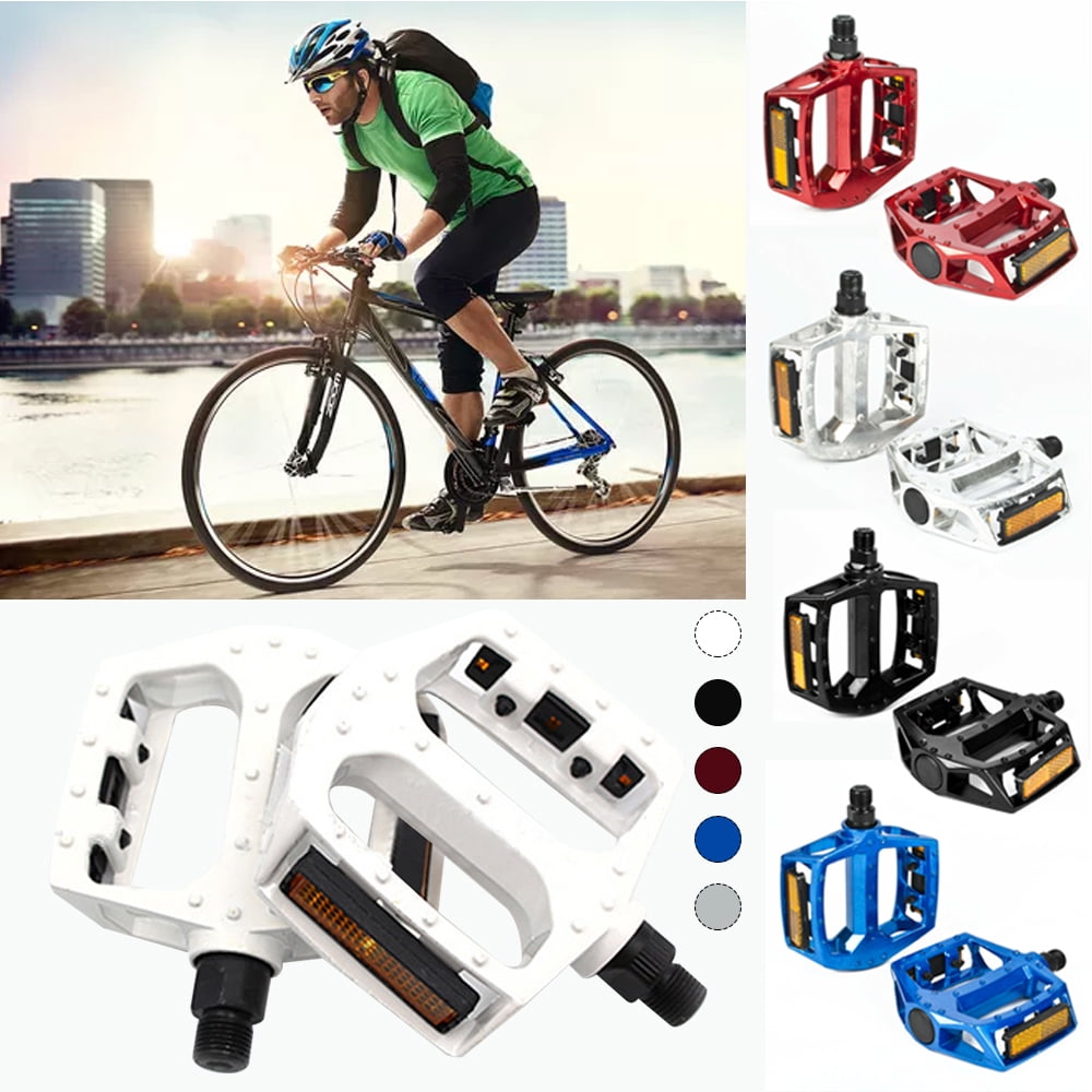 Bicycle Pedals Metal Alloy Black Blue 9//16/" Tough Pedal Reflective Reflectors