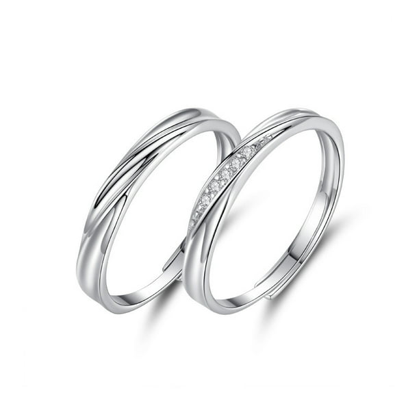 Anillos de plata de amor sin fin para hombre y mujer, anillo ajustable con circonita cúbica, anillo de boda, anillo de promesa, anillo para parejas