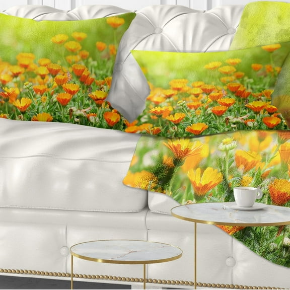 Designart 12" x 20" Floral Polyester Throw Pillow