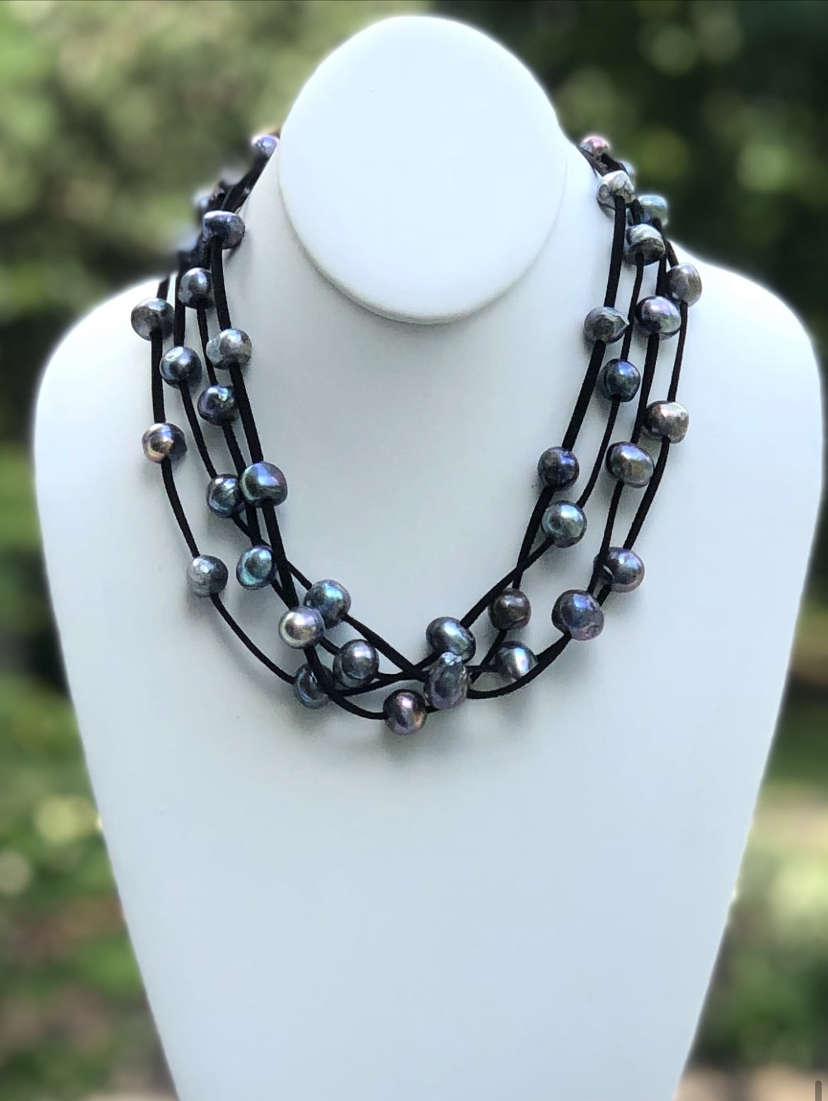 Suzannes Jewelry, 18 inch, Denim Color Cultured Pearl Necklace