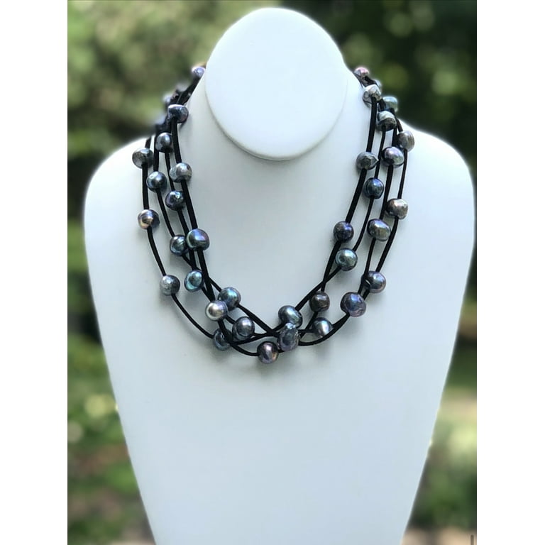Suzannes Jewelry, 18 inch, Denim Color Cultured Pearl Necklace