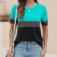 thumbnail image 6 of Rezuofi 1 Pcs Women’s T Shirts Short Sleeve Color Block Tops Casual Summer Fashion Tees, 6 of 7