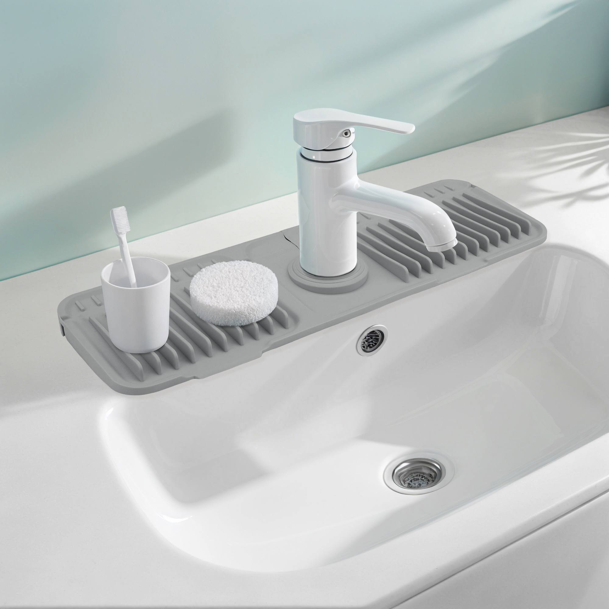Unique Bargains Sink Splash Guard Mat with Adjustable Button Dark Gray 17.7*5.5*0.8 inch