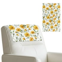 TSOVTHRID Yellow Flower White Print Sofa Headrest Protector Non Slip Headrest Cover for Recline Chair PU Leather Couch Chair Head Protector for Living Room,Office Chair,17x27in, 2 Pieces