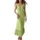thumbnail image 1 of Vestido largo con cuello en V para mujer - Botones en la parte delantera, volantes - Sin mangas, corte A - Playa/fiesta - Tallas S-XXL, 1 of 4