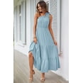 thumbnail image 4 of Vestido PRETTYGARDEN Maxi Azul con Nudo y Un Hombro Sin Mangas Talla L, 4 of 8