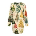 thumbnail image 6 of Christmas Dresses for Women Women's Sweatshirt Dress Long Sleeve Hoodies Dresses with Snowflake Christmas Tree Print for Casual Fall and Winter Wear,Yellow,2XL, 6 of 6