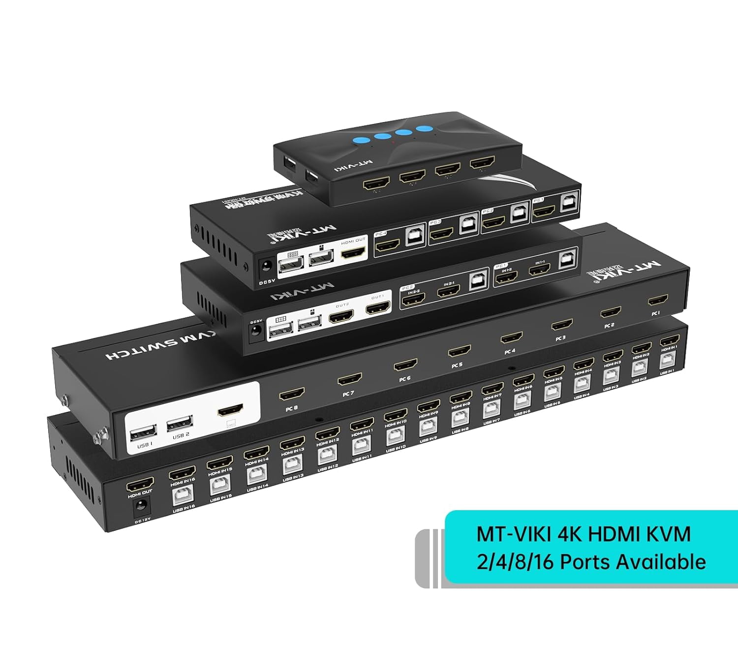 8 Port KVM Switch HDMI, 4K@30Hz 1U Rack Mount KVM Switch w/IR Remote & Wire-Desktop Controller & 8 HDMI KVM Cables & Rack Ears & Power Adapter
