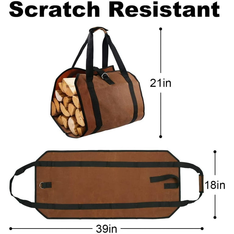 Firewood Log Carrier Bag Canvas Wood Tote Firewood Holder for Fireplaces Camping Wood Stoves Beaches