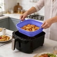 thumbnail image 4 of VMWMSSR Reusable Collapsible Silicone Air Fryer Pot, Non-Stick Air Fryer Basket With Handles, Heat-Resistant Liner For Air Fryer Oven And Cooking Blue-21cm, 4 of 6