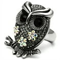 thumbnail image 4 of Luxe Jewelry Designs Women's Stainless Steel Owl Shaped Ring with Smoked Quartz Crystals - Size 6, 4 of 4