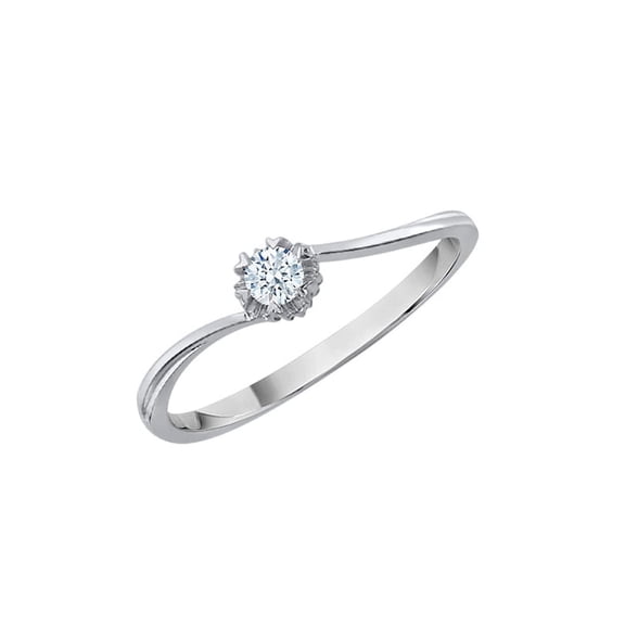 Diamond Bypass Promise Ring in Sterling Silver (1/10 cttw) (I-Color, SI3-I1 Clarity) (Size-7)