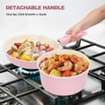thumbnail image 3 of 17 Piece Ceramic Pots and Pans Set Non Stick, Cookware Set with Detachable Handle, Dishwasher/Oven Safe, Induction Ready, Stackable RV Kitchen Cooking Set Removable Handles Pots Protectors, Pink, 3 of 7