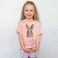 thumbnail image 3 of Floral Bunny Print Easter Shirt for Girls Bright Easter fun shirt for Girls Peach Shirt Youth Large, 3 of 4