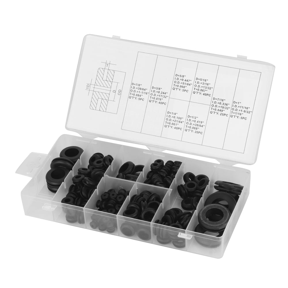 180Pcs Rubber Washers Assortment Kit Set Firewall Hole Electrical