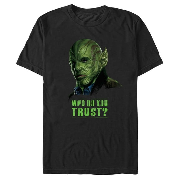 Men's Marvel: Secret Invasion Skrull Who Do You Trust Graphic Tee Black Medium