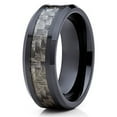 thumbnail image 2 of Silly Kings 8mm Black Ceramic Wedding Ring Carbon Fiber Inlay Classic Design Unisex Mens Womens Band, 2 of 3