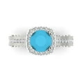 thumbnail image 2 of 2.7ct round cut turquoise 18k white gold halo Bridal Wedding Engagement Promise Anniversary Ring for Women size 9.25, 2 of 7