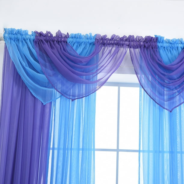 CUH Voile Sheer Rod Pocket Curtain Panel Drape Scarf Valance, Swag