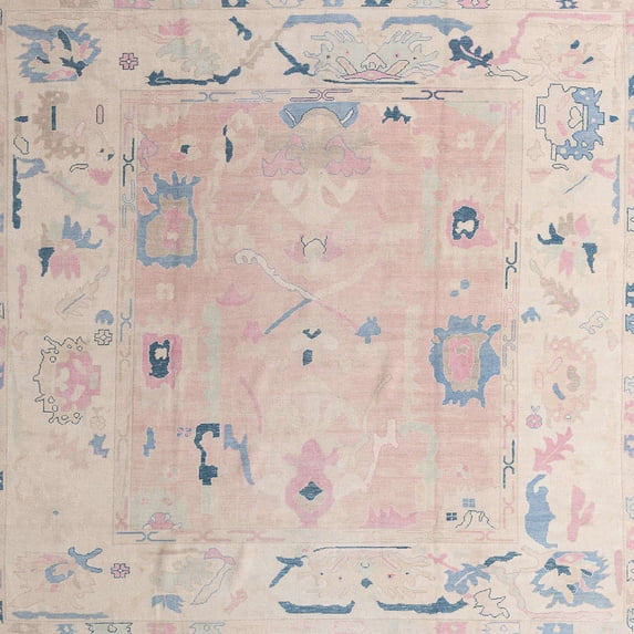 Ahgly Company Machine Washable Indoor Square Abstract Tan Brown Area Rugs, 3' Square