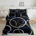 thumbnail image 2 of Erosebridal Stripes Lines Bedding Twin Comforter Set,Black Blue Down Comforter,Geometric Circle Bedding Sets Twin with Comforter,Super Cozy Teenager Bedroom Decor,Reversible,2-Piece, 2 of 8