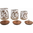 thumbnail image 5 of TTU Tabletops Gallery Ceramic Canister Collection- Stoneware Designed Kitchen Storage Acacia Wood White Set, 3 Piece Botanical  Canister Set, 5 of 11