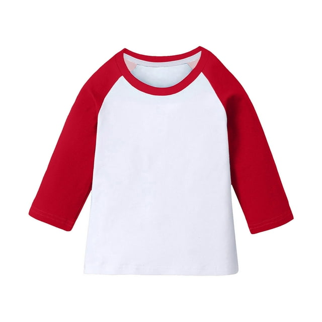 T-shirts à Manches 3/4 pour Filles Été Mignons Col Ras du Cou T-Shirts Basiques Blouse Décontractée Chandail Décontracté