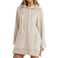 thumbnail image 2 of Beige Womens Sweatshirt Fashion Casual Women's Warm Sweatshirt Long Sleeve O Neck Soft Solid Shirt Ladies Winter Sweatshirts Tops Fall Clothes for Women, 2 of 6