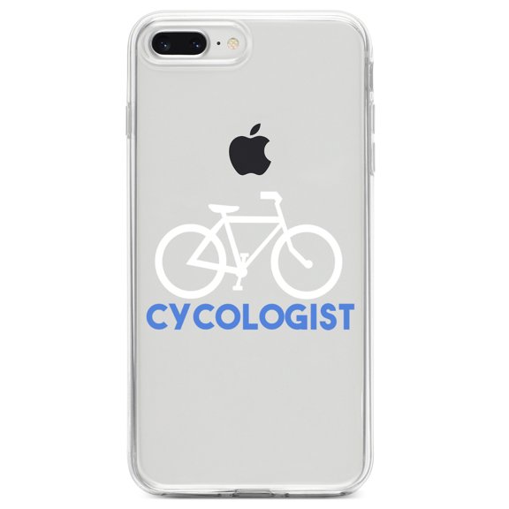 DistinctInk Clear Shockproof Hybrid Case for iPhone 7 PLUS / 8 PLUS (5.5" Screen) TPU Bumper Acrylic Back Tempered Glass Screen Protector - Cycologist Bicycle Cycling