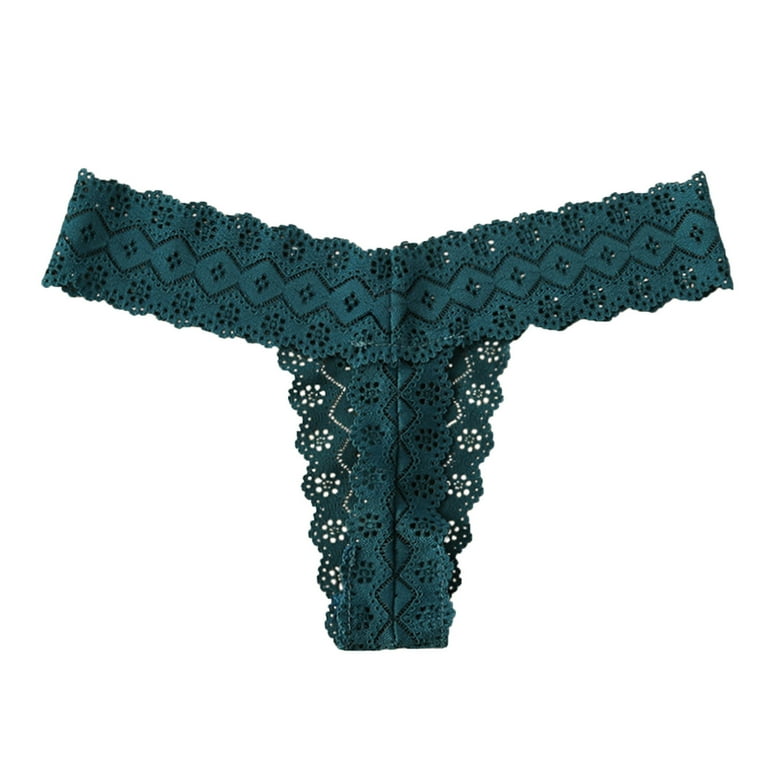 MRULIC intimates for women Women's Stretch Bikini GString Panty Lace Trim 4  Colors Comfy Underwear Green + M