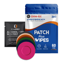 Dexom Sensor Application OhmRx Libre 3 & Libre 3 Plus Adhesive Patch + OHM PREP Skin Prep Wipe ...